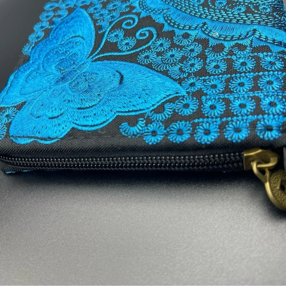 BUTTERFLY Embroidered Boho Wallet Wristlet, EUC - Picture 5 of 10